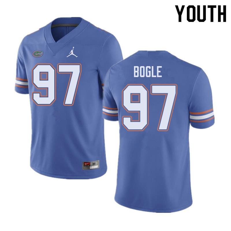 NCAA Florida Gators Khris Bogle Youth #97 Jordan Brand Blue Stitched Authentic College Football Jersey HBR7564JP